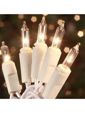 100 Count Mini Clear Lights 21ft White Wire Christmas Lights
